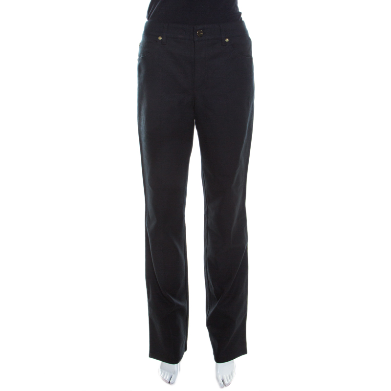 Escada Black Stretch Denim High Rise Straight Leg Tessa Jeans M