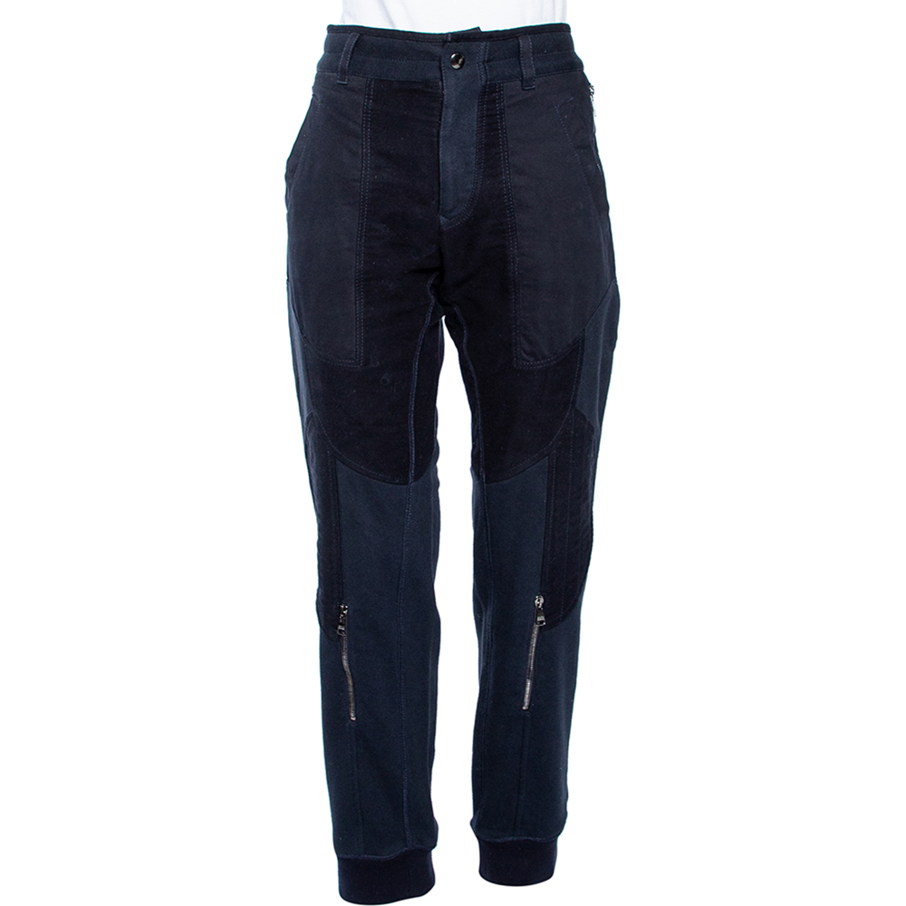 Dolce & Gabbana Navy Blue Cotton Biker Sweatpants M