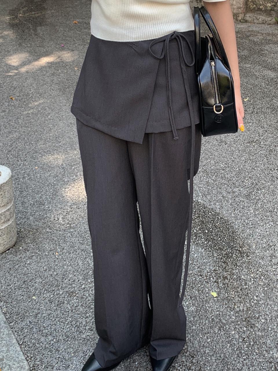Layered Skirt Trousers [Mauve]