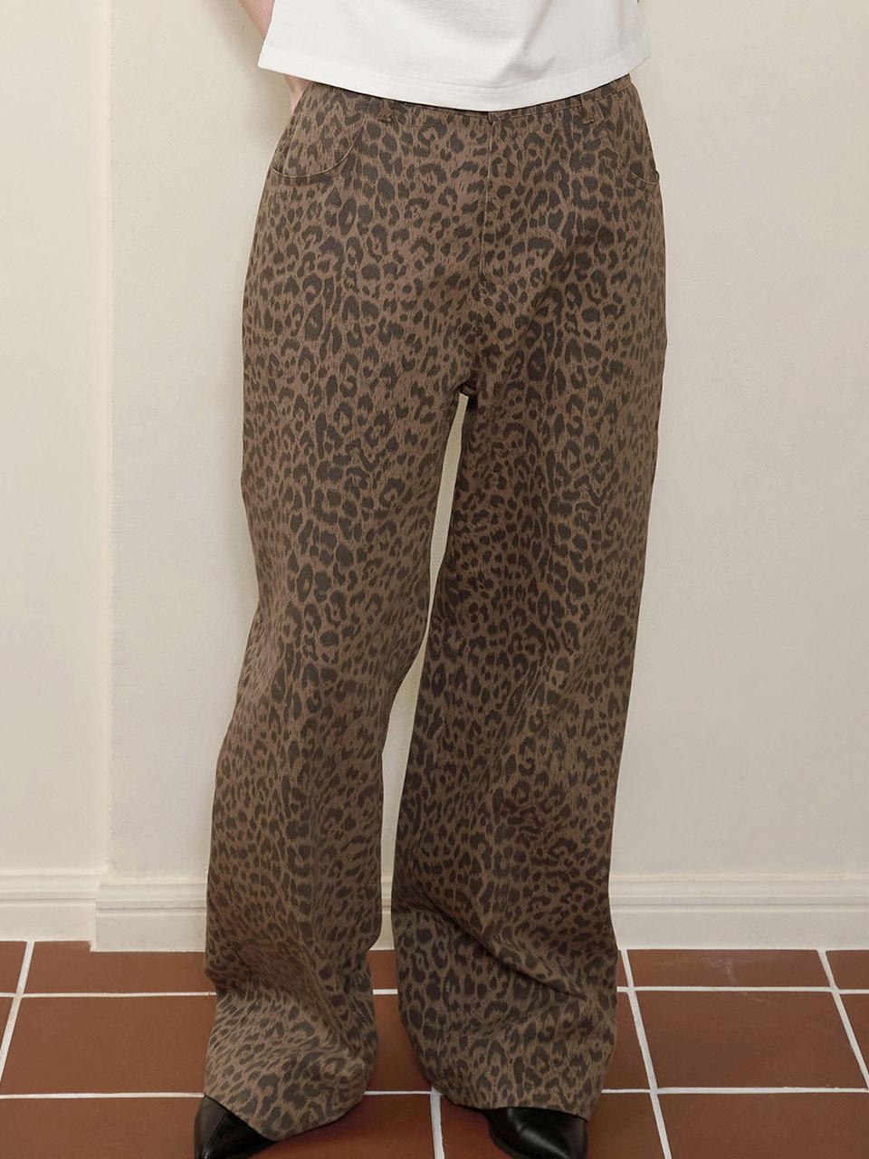 Leopard Wide Pants [BEIGE]