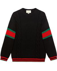 Cable Knit Wool Crewneck Sweater