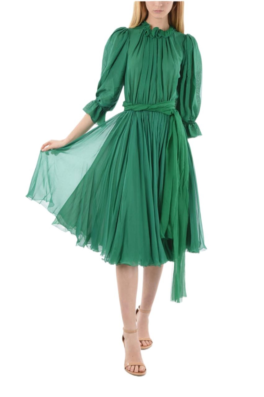 DOLCE E GABBANA WOMEN'S F6A0CTFU1ATS9002 GREEN SILK DRESS