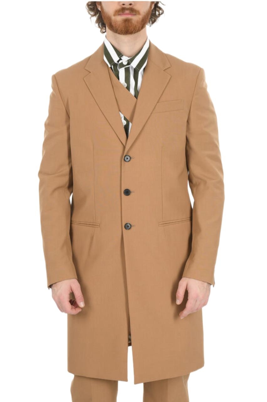 OFF-WHITE MEN'S OMEN044S22FAB0016200 BEIGE POLYESTER COAT