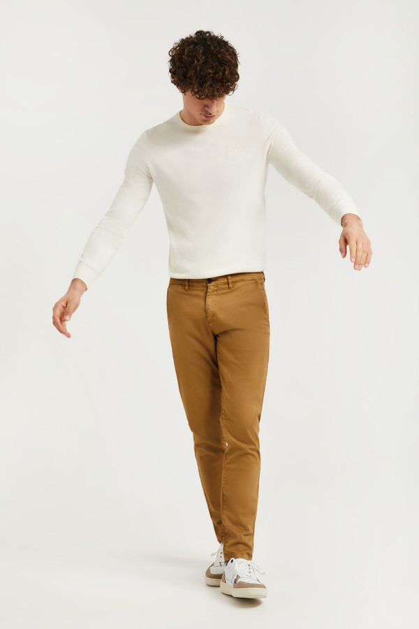 Polo Club - Man - Brown Stretch-Cotton Chinos With Polo Club Details - 46