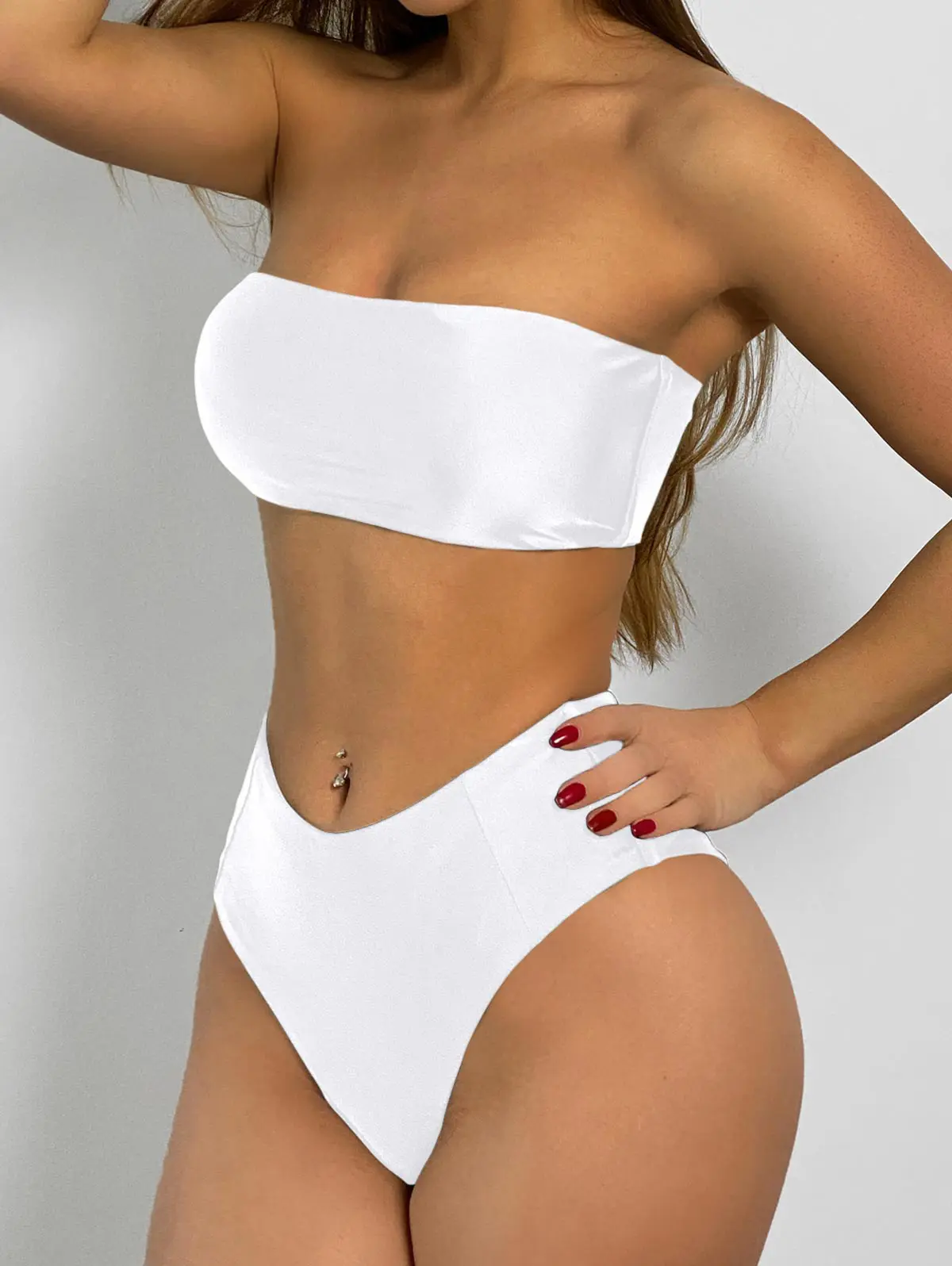 High Cut Bandeau Bathing Suit