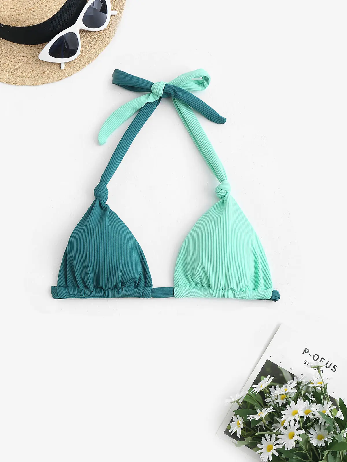 Two Tone Knot Bikini Top