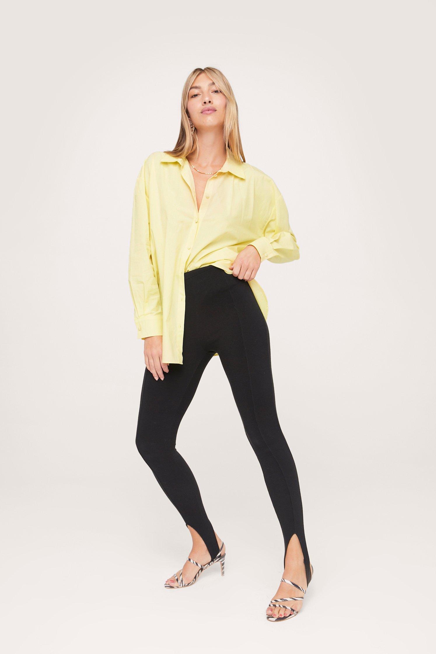 Womens Organic Cotton Oversized Curved Hem Shirt - Yellow - 8