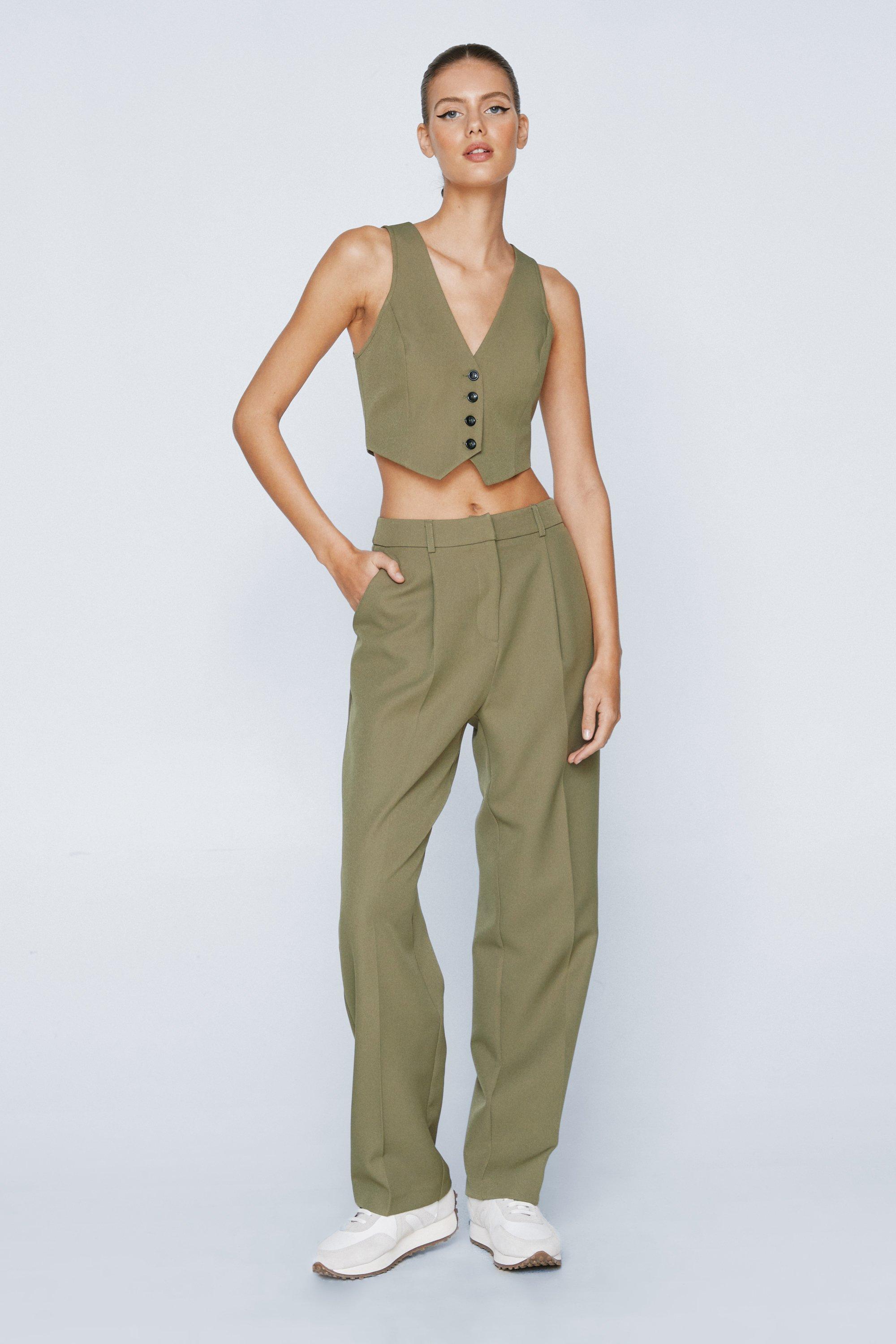 Womens Tailored Tapered Trouser - Green - 4