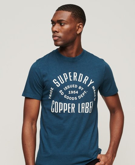 Superdry Men's Organic Cotton Vintage Copper Label T-Shirt Blue / Blue Bottle - Size: M