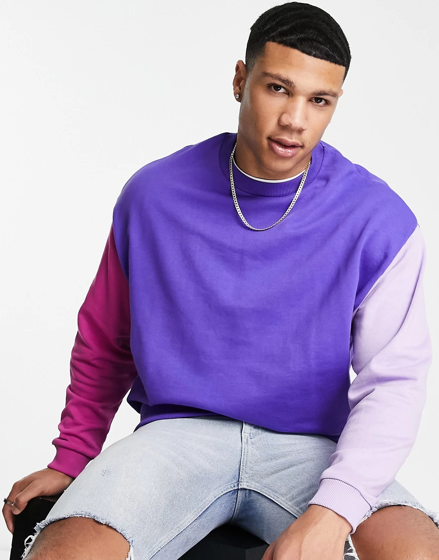 ASOS DESIGN oversized sweatshirt in colour block-Multi