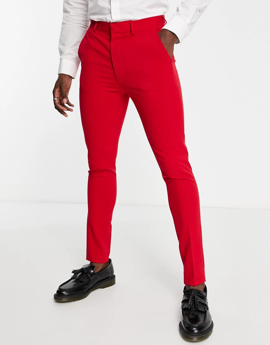 ASOS DESIGN super skinny suit trousers in red