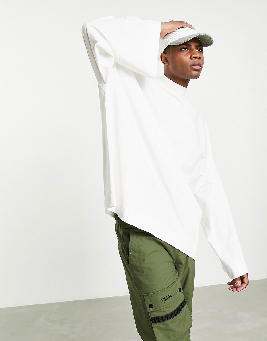 ASOS DESIGN long sleeve extreme oversized t-shirt with turtle in off white