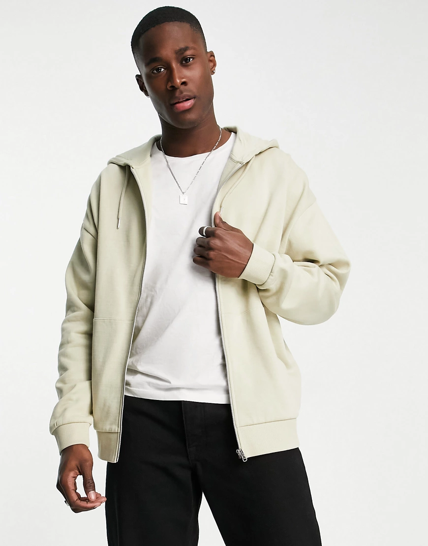 ASOS DESIGN oversized hoodie in beige-Purple