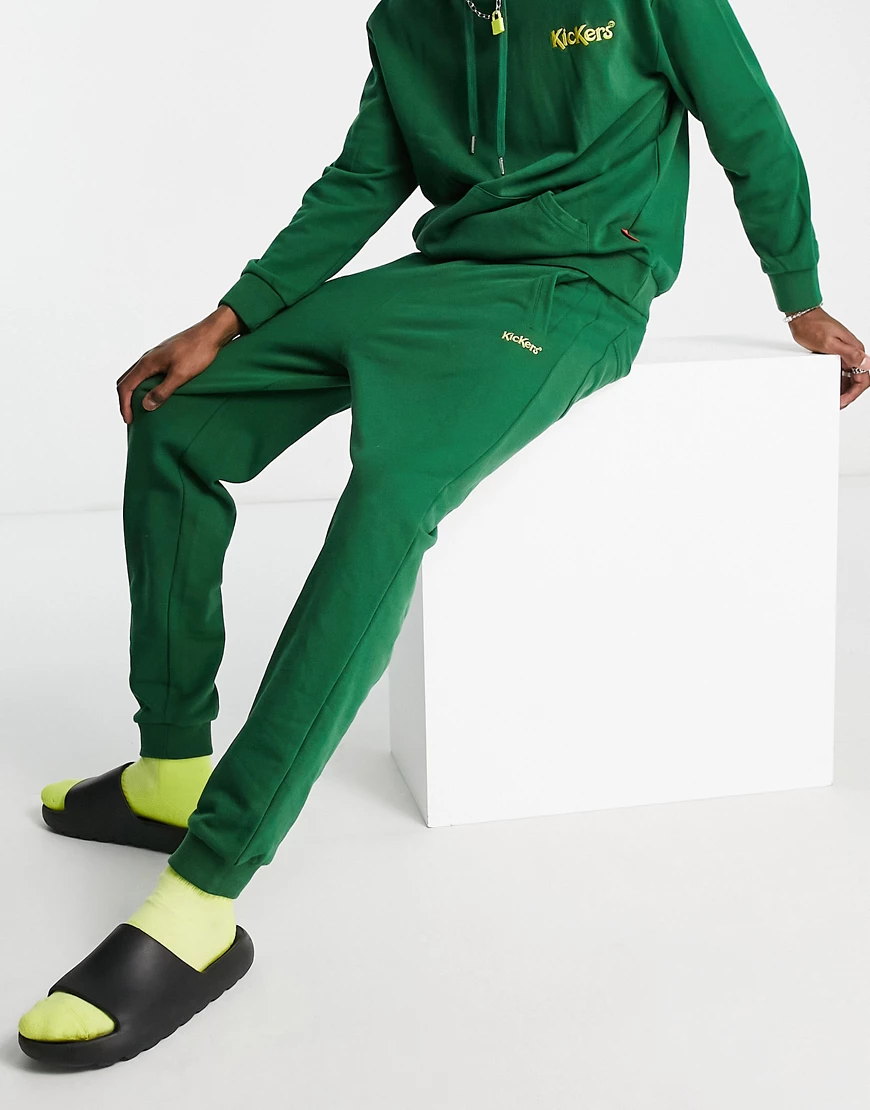 Kickers core logo embroidered joggers in green