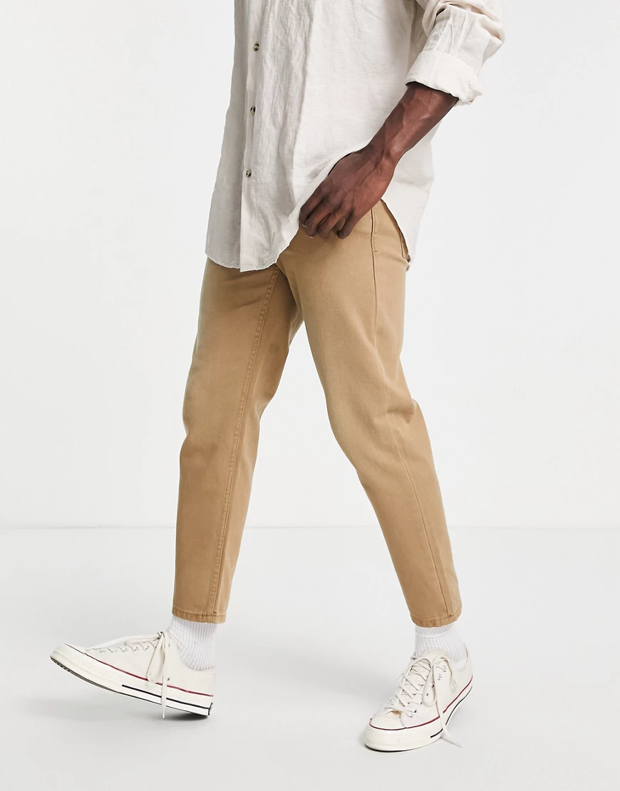 DTT rigid tapered fit jeans in beige-Neutral