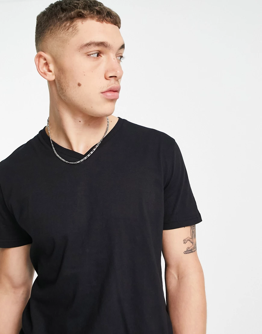 Brave Soul v-neck t-shirt in black