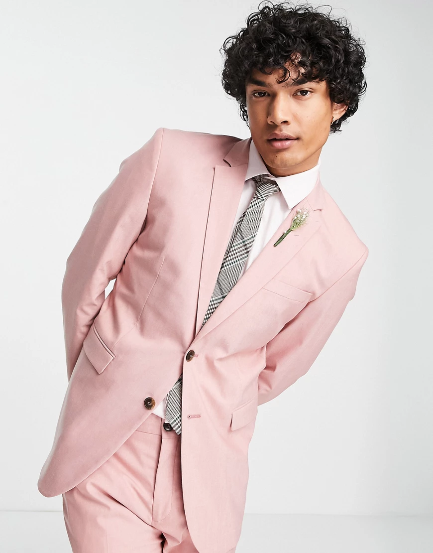 Selected Homme skinny fit suit jacket in pink