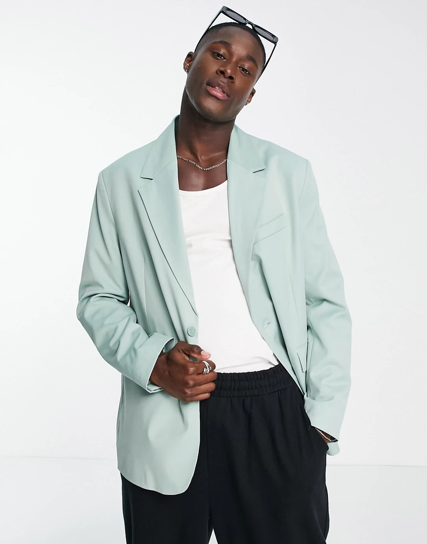 Bershka two button blazer in mint-Green