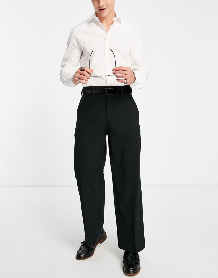 Only & Sons Bob loose fit smart trousers in black