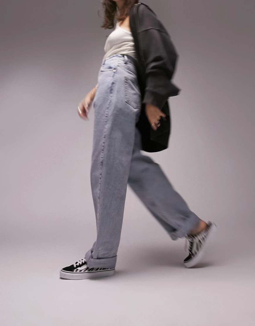 Topshop oversized Mom jeans in bleach-Blue