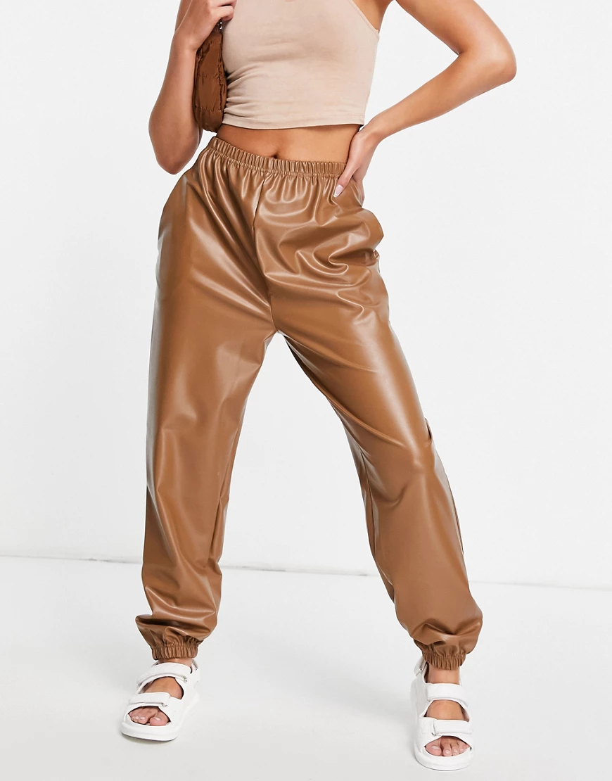 I Saw it First PU jogger in camel-Neutral