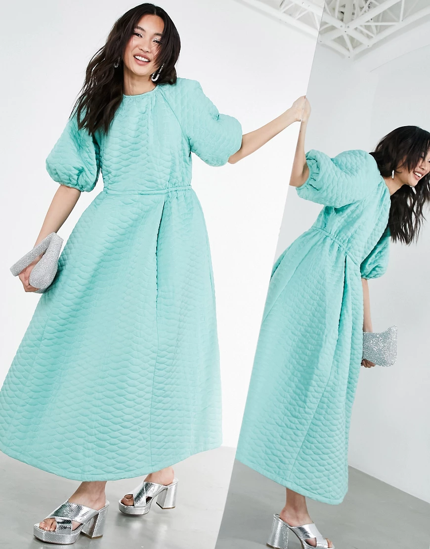 ASOS EDITION quilted midi dress in sage green