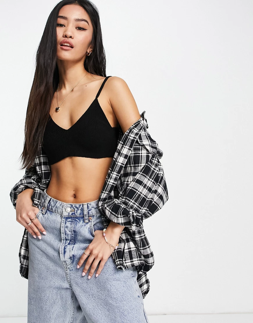 Topshop knitted co-ord skinny bralet in black