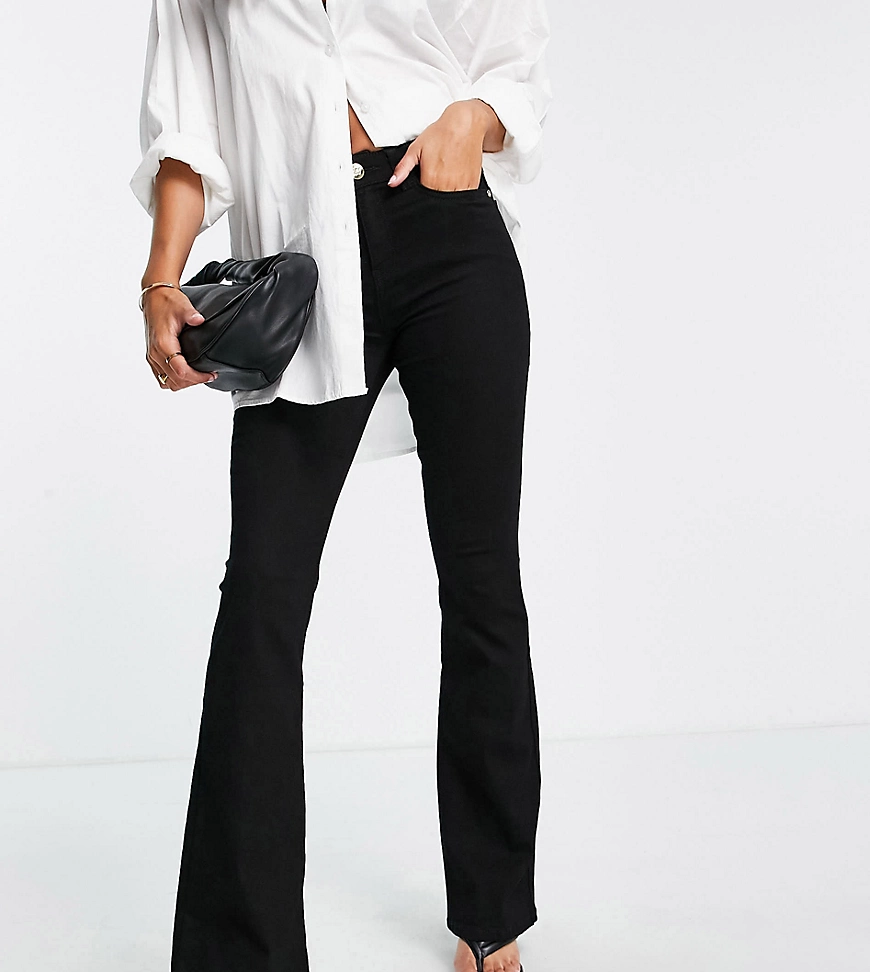 River Island Tall flared jeans in black