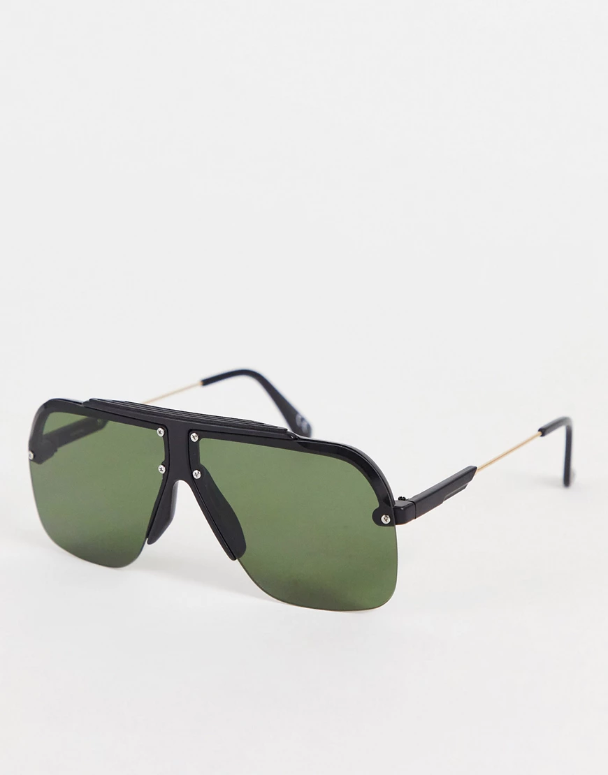 Topshop colour block aviator sunglasses in black