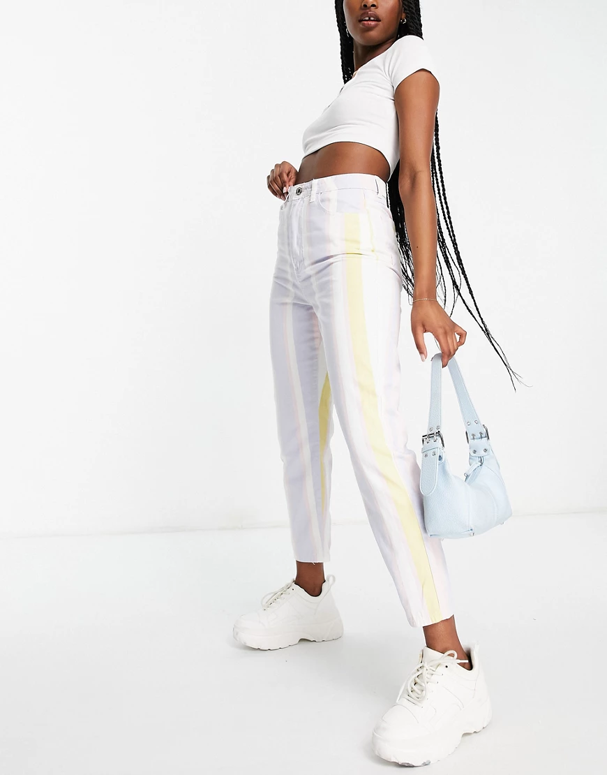 Missguided pastel stripe riot mom jean-Multi