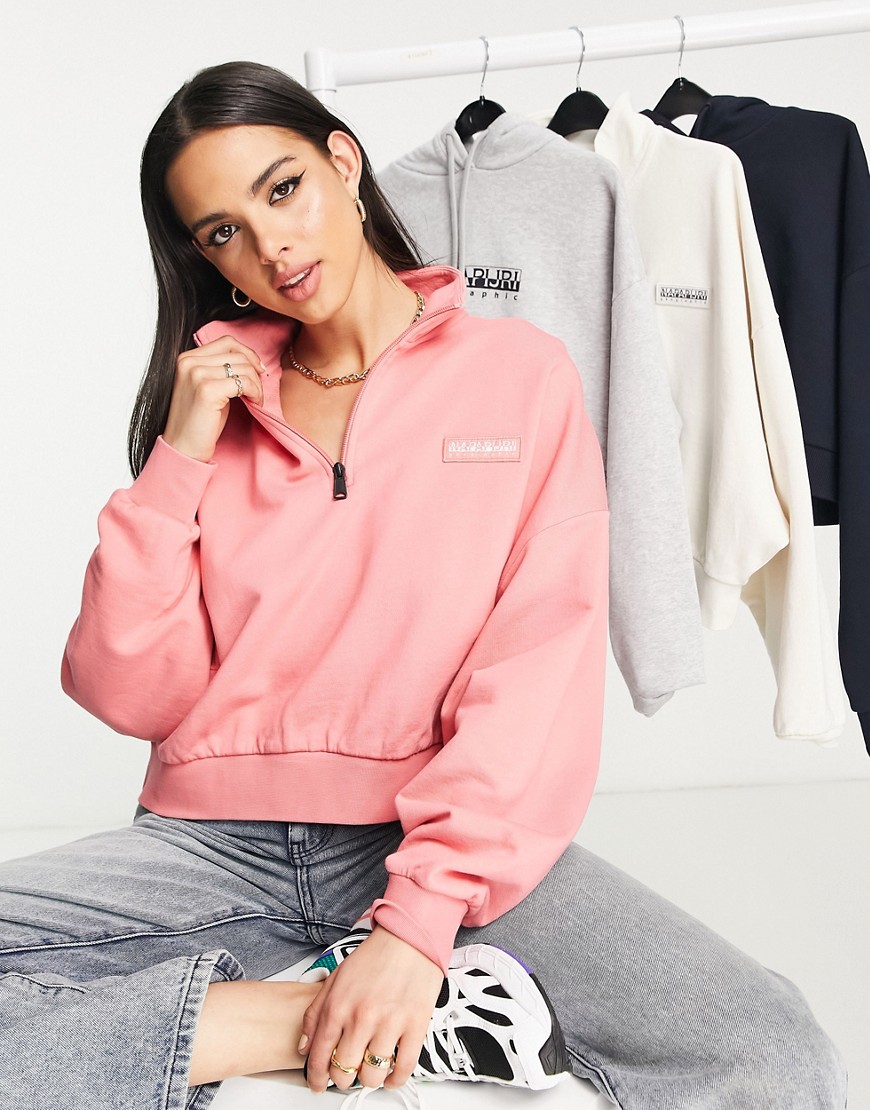 Napapijri Morgex high neck sweatshirt in pink