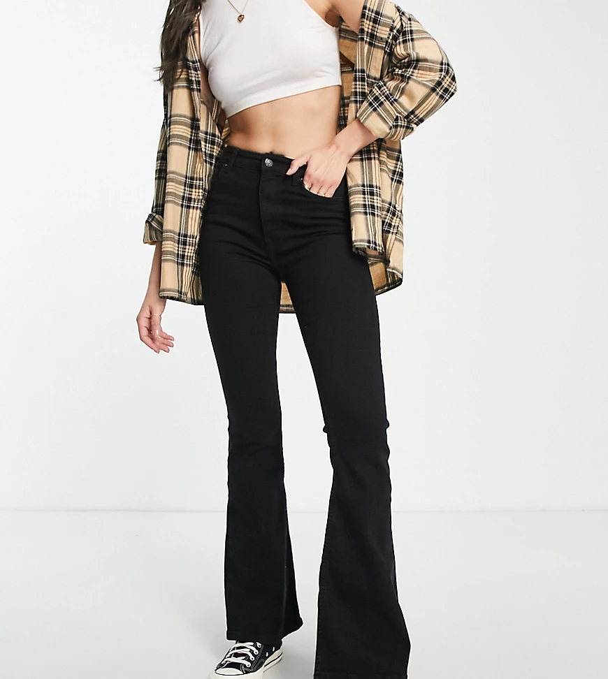 Bershka Tall flare jean in black