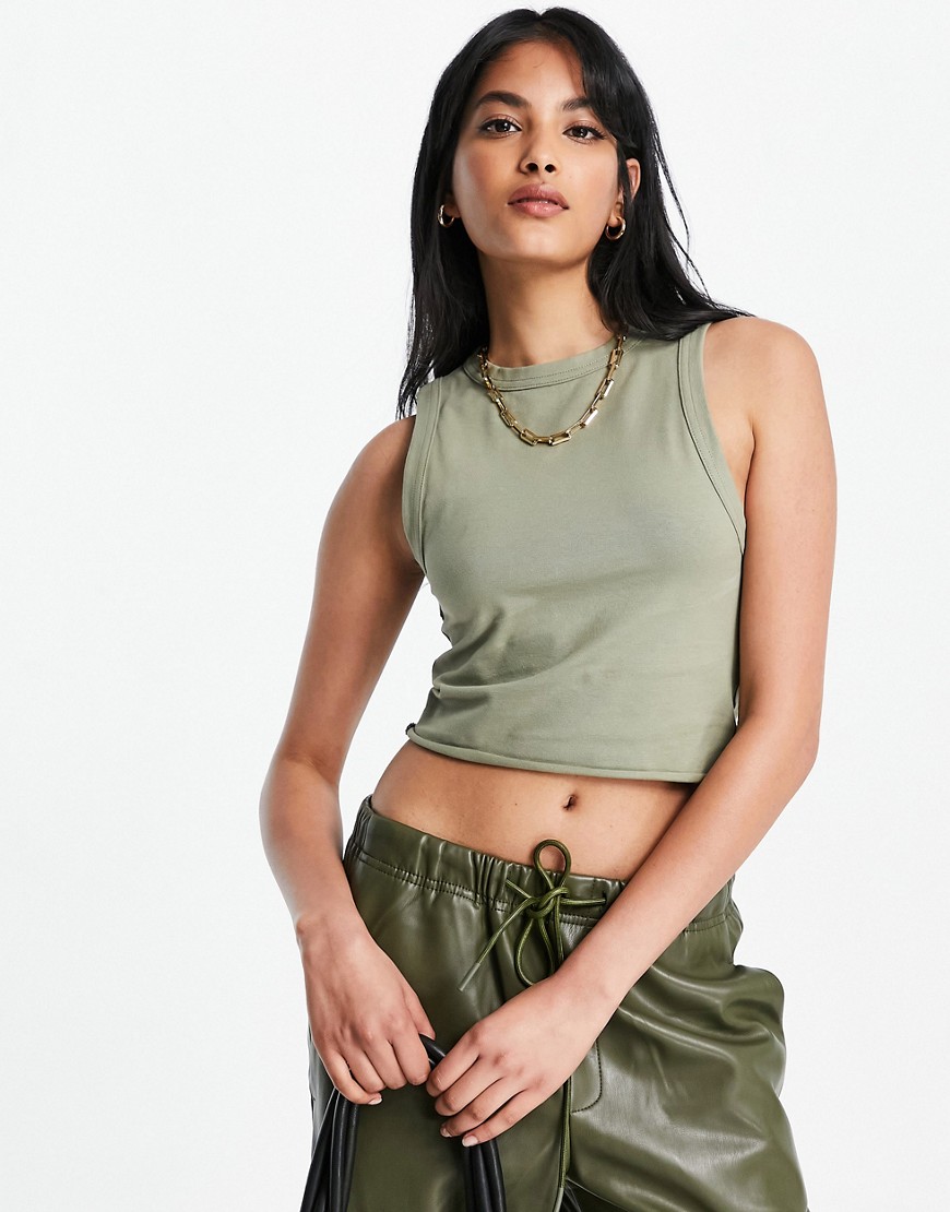 Dr Denim Cora cropped tank top in sage green