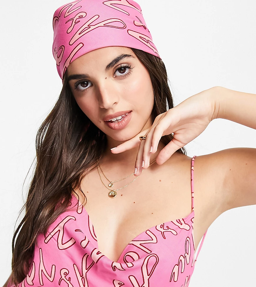 ASYOU monogram headscarf in pink