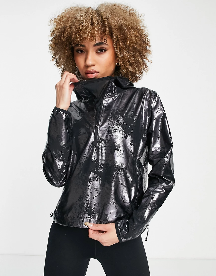 Nike Air Running foil printed jacket in black