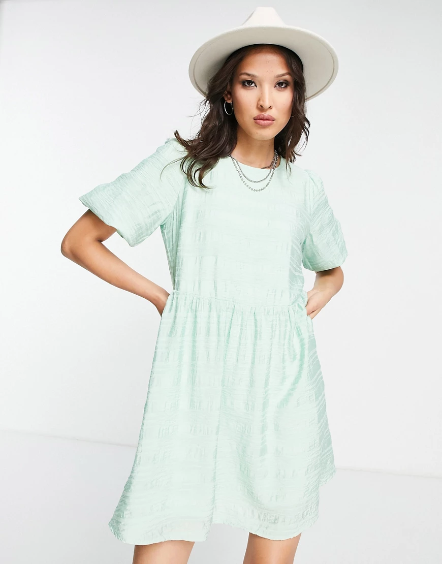 Vila short sleeve mini smock dress in mint green