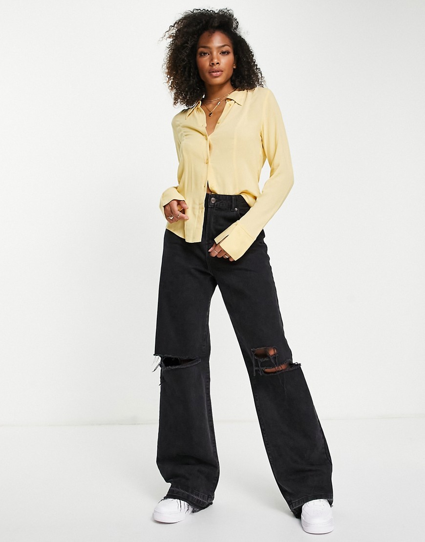 Monki fitted shirt in yellow