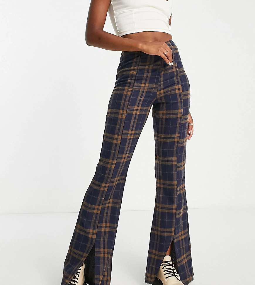 Urban Threads Tall tailored trousers in brown check