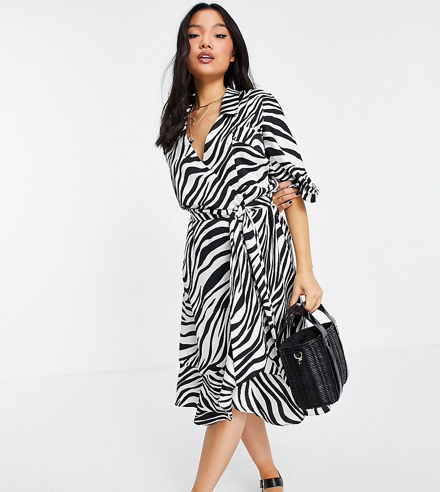 Topshop Petite zebra print shirt dress-Multi