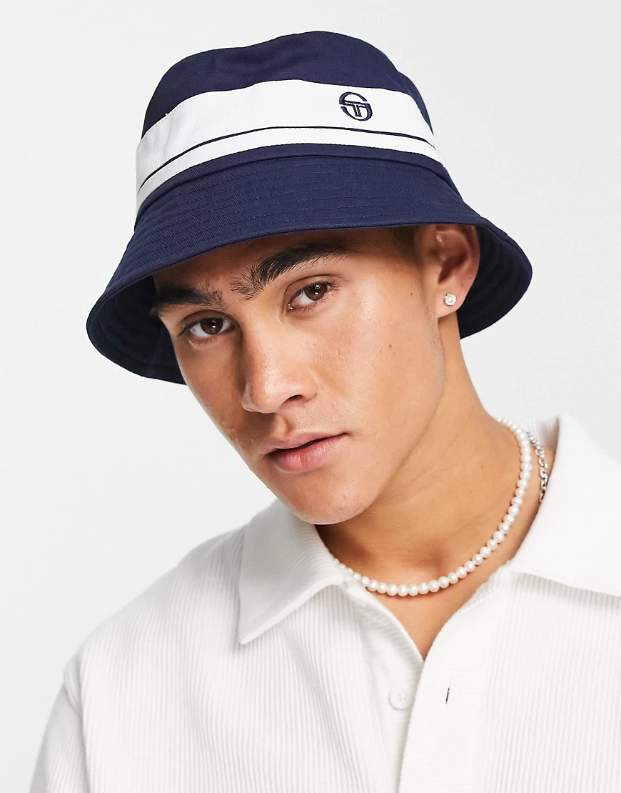 Sergio Tacchini logo bucket hat in navy