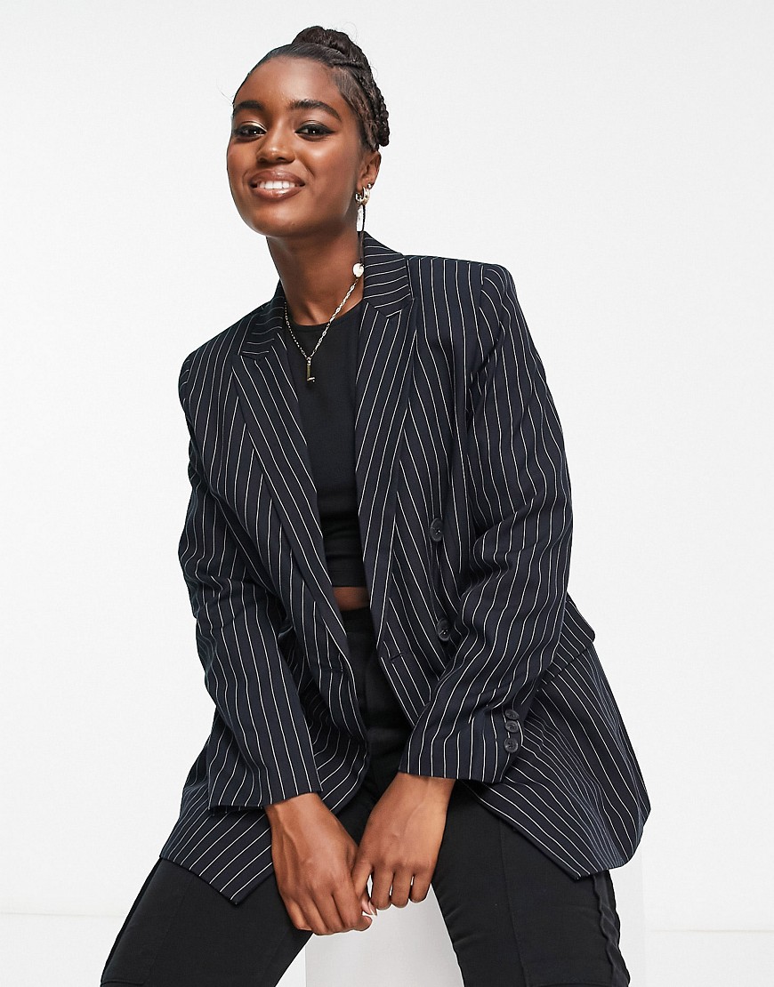 Stradivarius oversized blazer in pinstripe-Multi