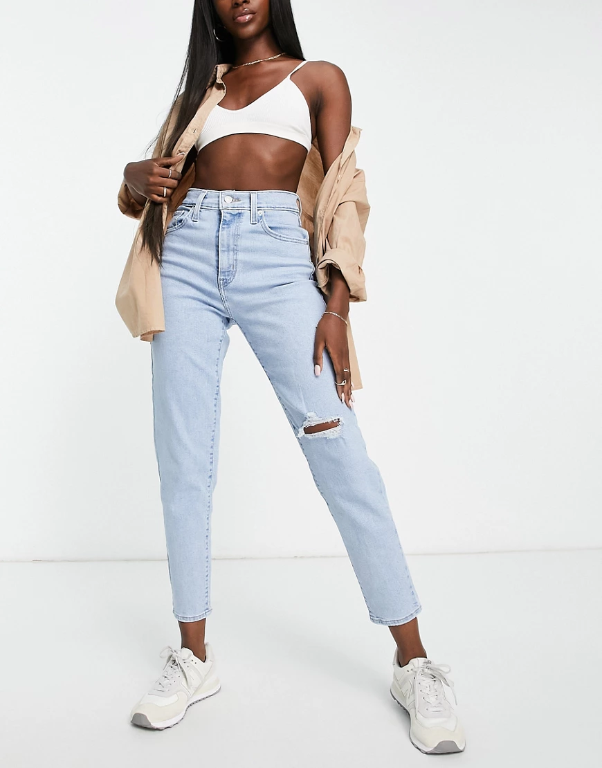 Levi's high waisted mom jeans in light wash blue