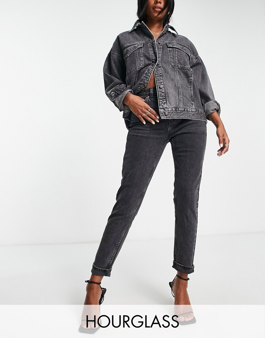 Topshop Hourglass comfort stretch Mom jeans in washed black