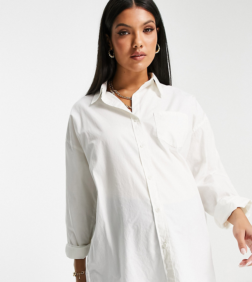 Cotton: On Maternity oversized shirt in white