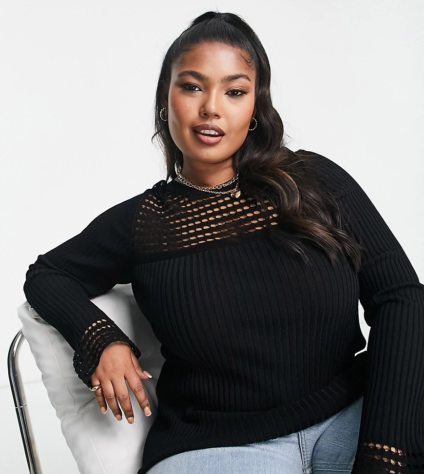 ASOS DESIGN Curve jumper with open yoke stitch in black