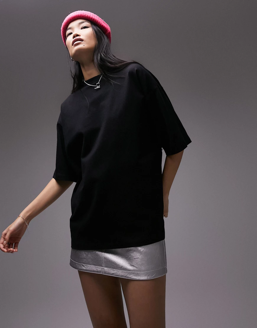 Topshop oversized tee in black