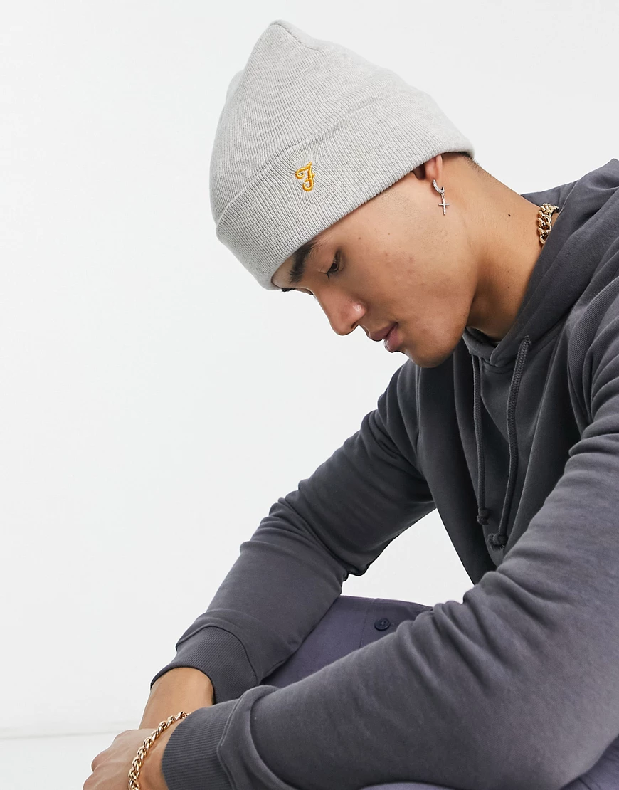 Farah logo beanie hat in grey