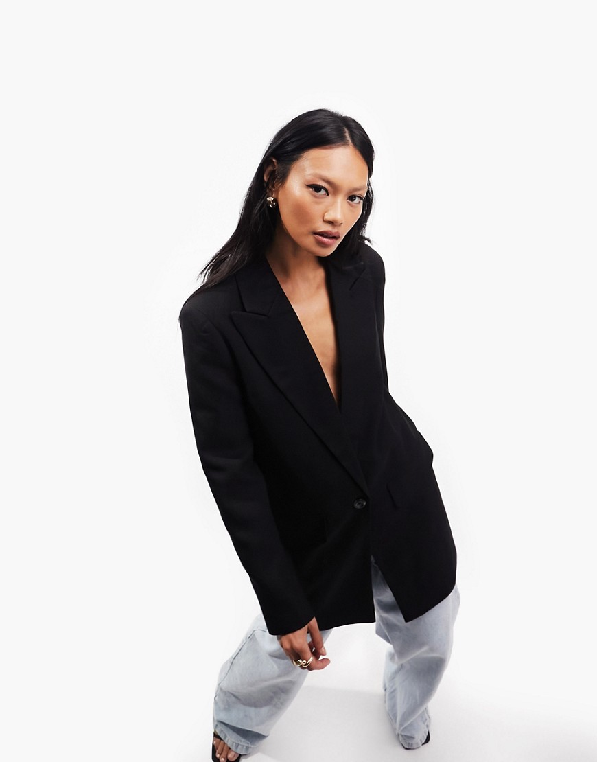 ASOS DESIGN new perfect long line shape blazer in black