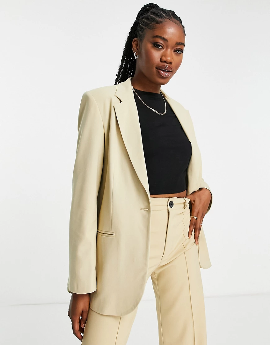 Pull & Bear co-ord blazer in pale yellow-Neutral