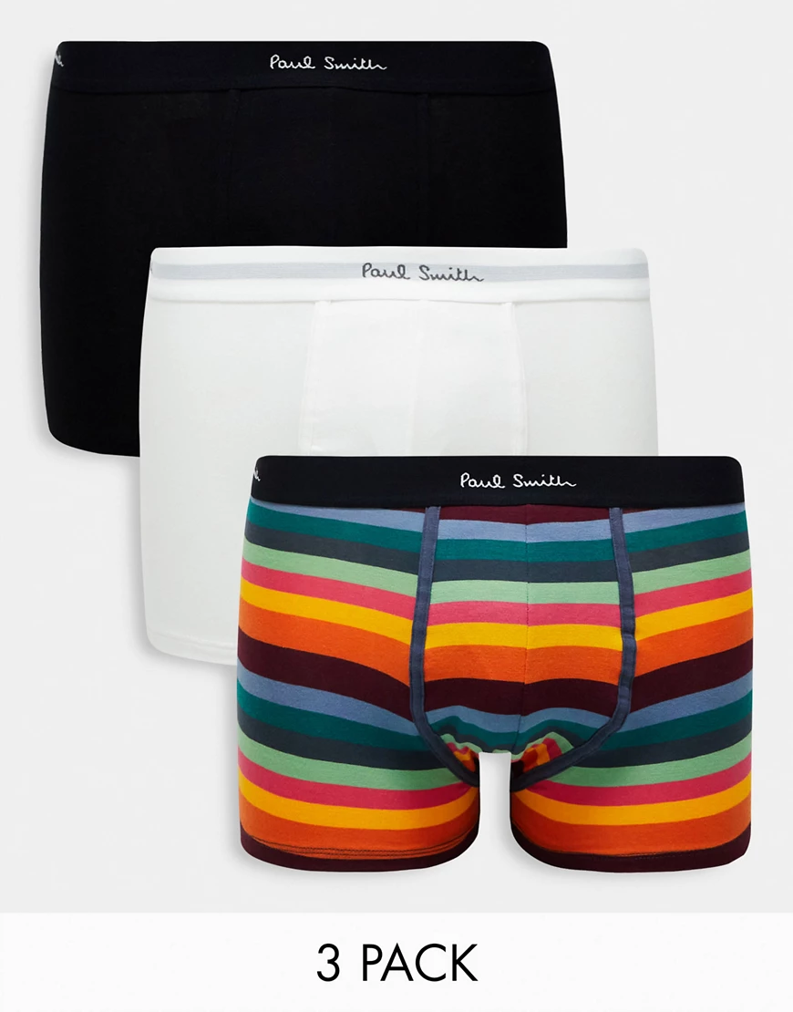 Paul Smith 3 trunks in white / black / stripe-Multi